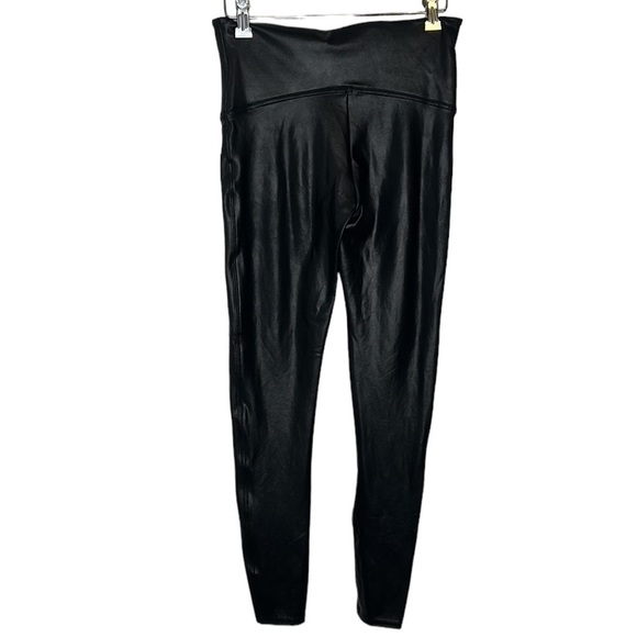Spanx Faux Leather Leggings Women's Small Black Metallic Slimming Shaping - Picture 5 of 10